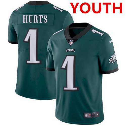 Youth Philadelphia Eagles #1 Jalen Hurts Green Vapor Untouchable Limited Stitched Jersey->youth nfl jersey->Youth Jersey